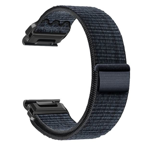 Nylon urrem til Garmin Fenix 8/567X Pro, 22mm, åndbar quick release, sort blå 22 mm