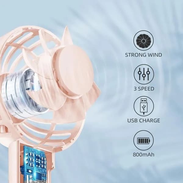 Håndholdt USB-blæser, letvægts skrivebordsventilator med klips, bærbar, pink