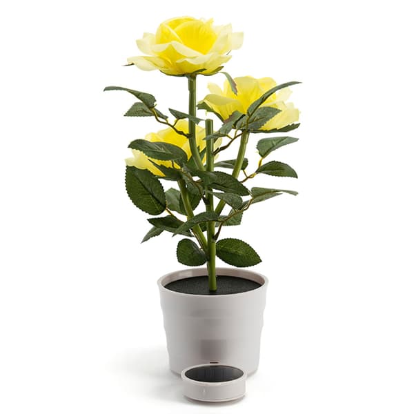 Solcellsdriven LED-simuleringsblomkruka, utomhusdekorativ för uteplats trädgård gräsmatta