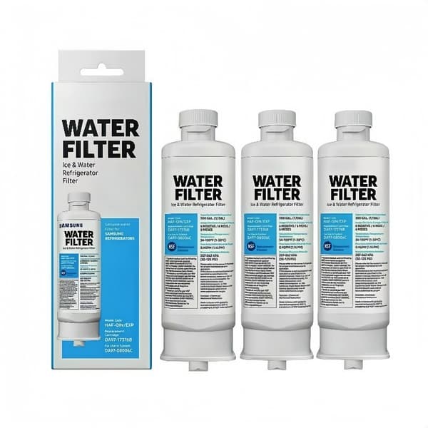 Kylskåpsvattenfilter kompatibelt med Samsung DA97-17376B, DA97-08006C, kokosnötskol, vit White (3 pieces)