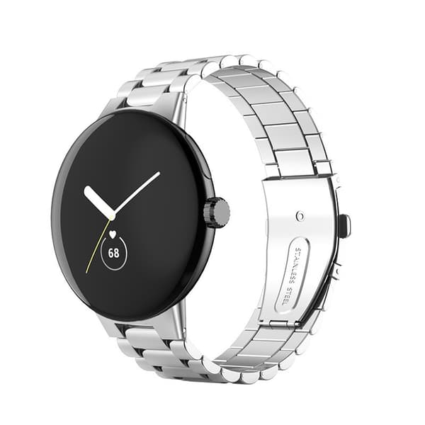 Klokkerem i rustfritt stål for Google Pixel Watch, sølv, 18 cm lengde, justerbar 13,9-22 cm håndledd