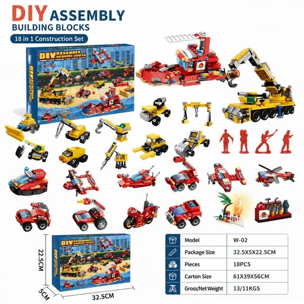 Juletræ Byggeklodser Nedtællings-rivekalender Blind Box, DIY Legetøjsgave til Børn WS-02 Fire Truck Blocks