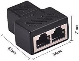 RJ45 Ethernet-splitter 1 till 2, guldpläterad LAN-adapter, Cat5 Cat6, metallhölje, 2-pack