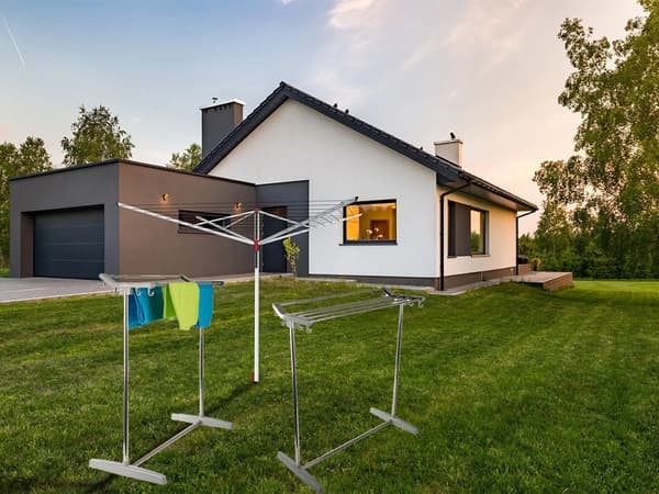 Lite horisontalt tørkestativ, grått, 3m kapasitet, stabilt for balkong