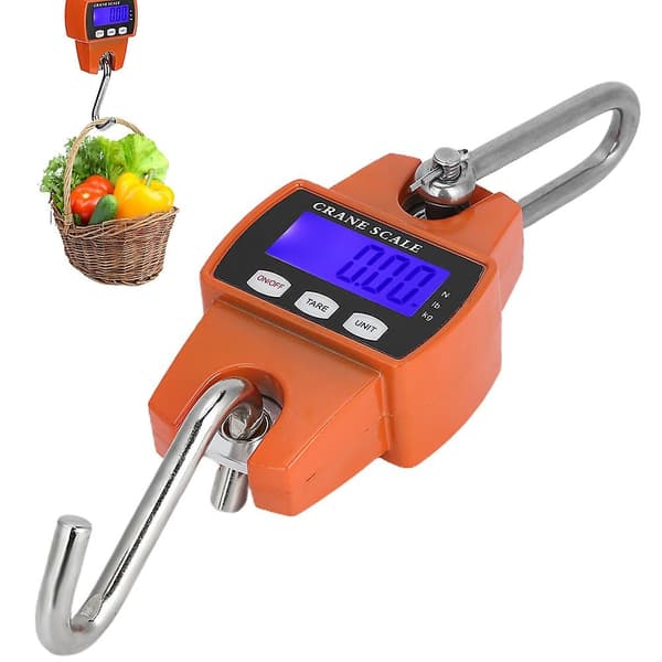Industriel Kranvægt 300 kg, Digital LCD-display, Rustfrit Stål, Ophængskrog
