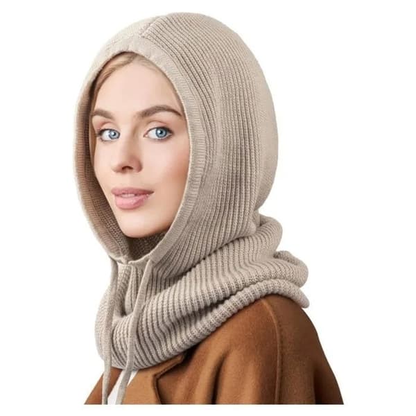 Damstickad Balaklavamössa, Khaki, Huvtröja, Vintervarm