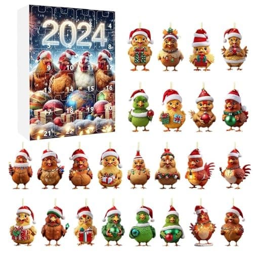 2D Akryl Kyllingpynt Adventskalender, Stil D, Nedtelling til Jul Dekorasjon