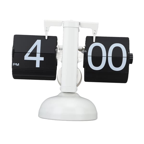 Retro Digital Flipur, 304 rustfrit stål, automatisk mekanisk, 12 timer, hvid ramme sort side