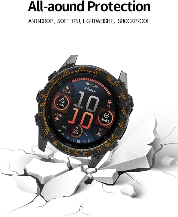Klokkeramme i rustfritt stål til Garmin Fenix 8 47mm, Racing-deksel