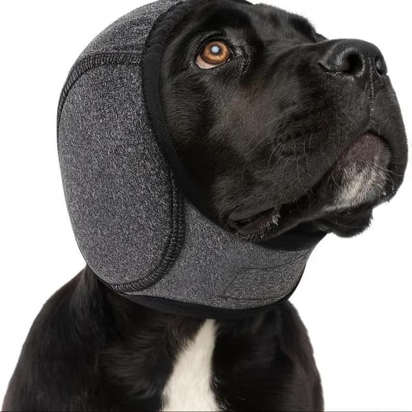 Vanntett hundehodebeskyttelse, ørebeskyttelse og angstlindring for svømming, grå M