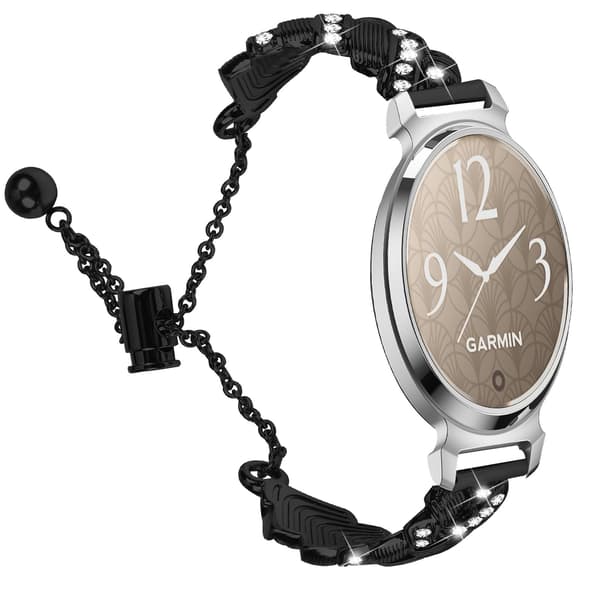 Hjerte Diamantrem kompatibel med Garmin Lily 2, sort zinklegeringsarmbånd Black