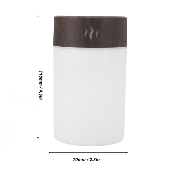 Mini luftfugter 260ml, USB 5V, farverigt LED natlys, træåre, til soveværelse kontor bil, mørk træåre