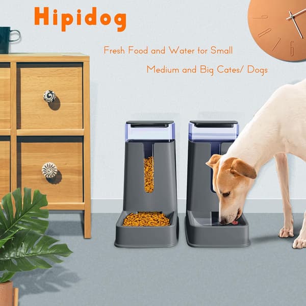 Automatisk kæledyrsfoder- og vanddispensersæt til små/mellemstore kæledyr, rejseforsyning, foder- og vanddispenser til hunde/katte. deep gray