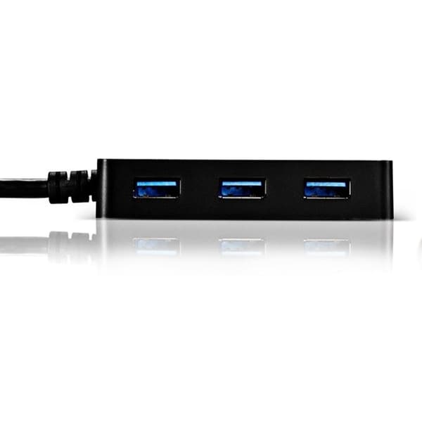 USB 3.0-hub, 4-porter, svart, høyhastighets, kompakt, kompatibel med PC/bærbar PC