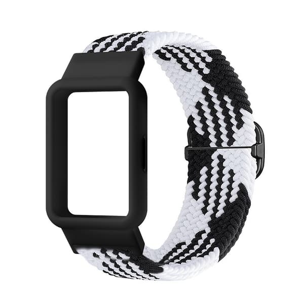 Klockarmband för Samsung Galaxy Fit3, Nylonvävt, Andningsbart, Justerbart, Svart+Vit