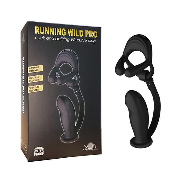 Genopladelig Vibrator Analtap med Sædblokerende Ring, 10 Frekvenser, Sort