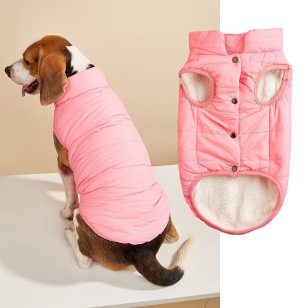Hundevest i bomull, varm ensfarget knappevest for små og mellomstore hunder