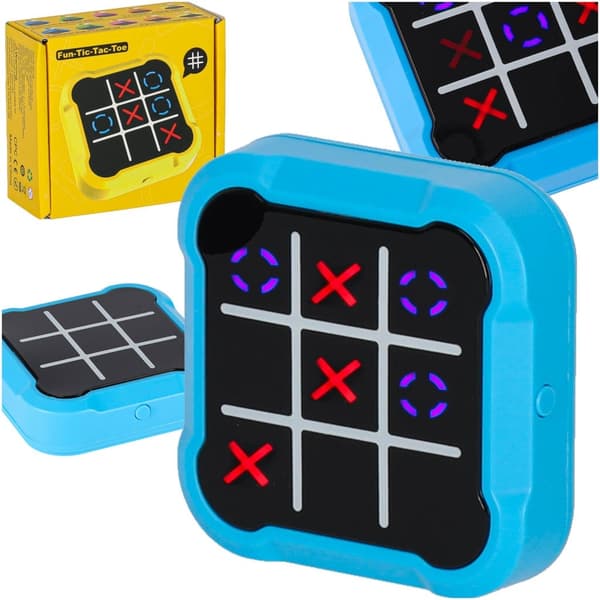 Elektronisk Tic Tac Toe-spil, 4-i-1, Blå, Pædagogisk Hukommelses- og Refleksspil til Børn Blue
