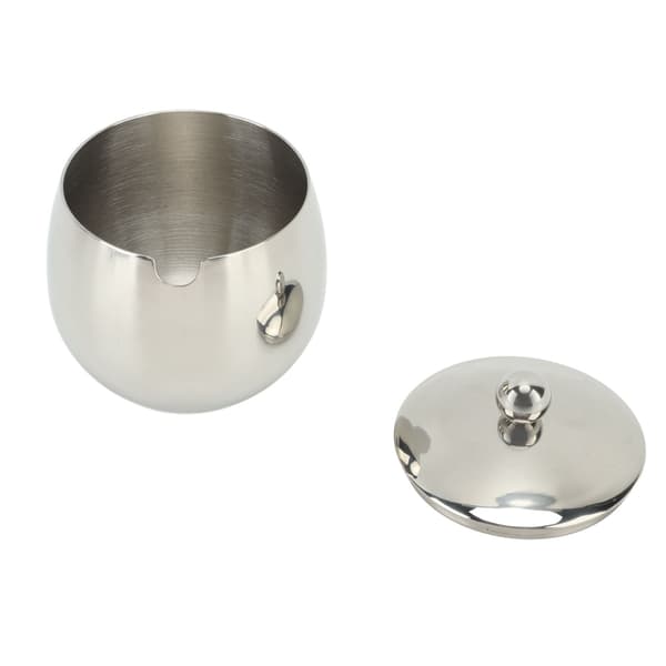 Sockerskål i rostfritt stål med lock, silver, kryddburk för salt, godis, kaffe, diskmaskinssäker