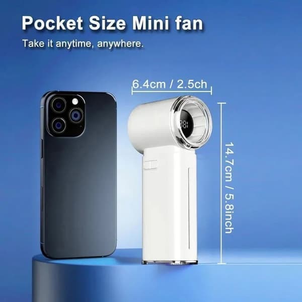 Mini kädessä pidettävä turbosumutin, nopea taskutuuletin 3500 mAh white
