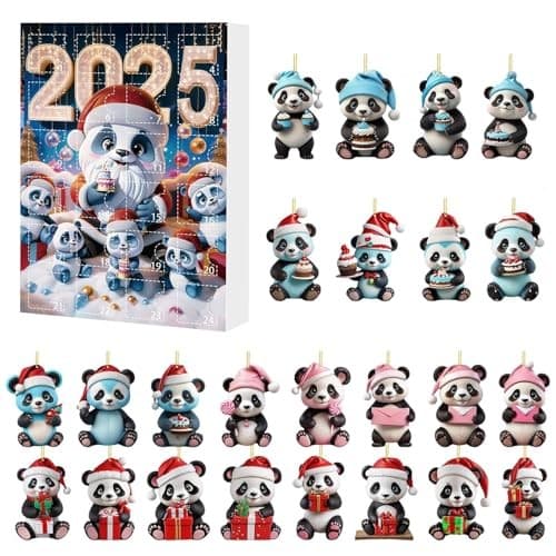 Julepanda-adventskalender 24-dagers, 2D akryl panda-sjarm nedtelling, stil C