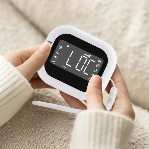Vibrerende vekkerklokke, hvit, dobbel alarm, 3 moduser, justerbar vibrasjonsintensitet, USB-C