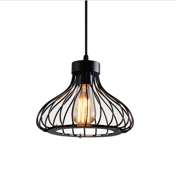 Industriell metallburpendellampe, E27-sokkel, retrostil, svart