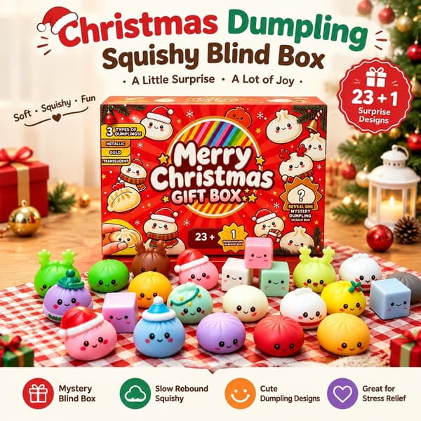 Squishy Dumpling Stresslegetøj, Jule-blindbox, Langsomt genvindende, Deluxe Edition 02