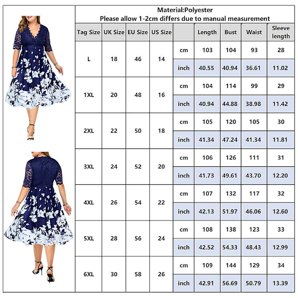 Linje Plus Size Klänning Vem Spets BLACK 3XL