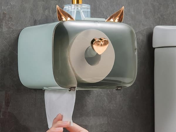 Toalettpappershållare med telefonställ, plast, väggmonterad badrumsarrangör