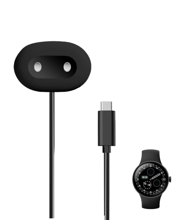 2-pak magnetisk USB-C opladerkabel kompatibel med Google Pixel Watch 4, sort erstatningsopladerkabel til smartur