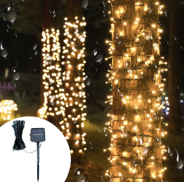 Solslinga, 100 LED, 12m, IP44, Varmvit, Utomhus Trädgårdsdekoration