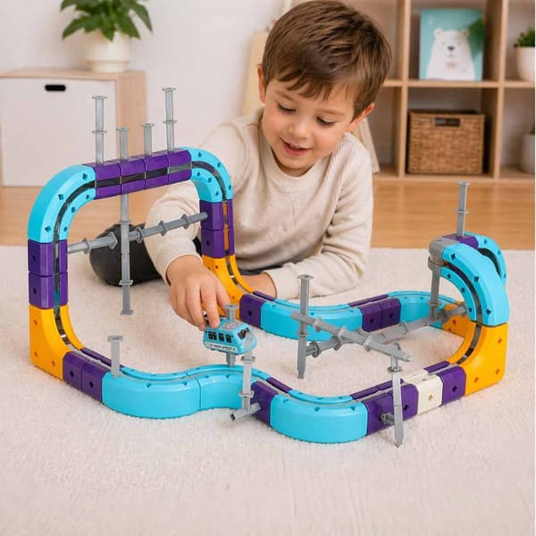 Magnetiska Byggklossar Bilbana Set, 87 delar, DIY Byggleksak för Barn