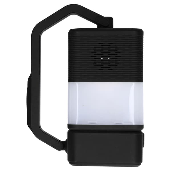 Multifunktionel campinglampe, teltlampe med USB-lommelygte og højttaler, nødbelysning til udendørs brug, sort