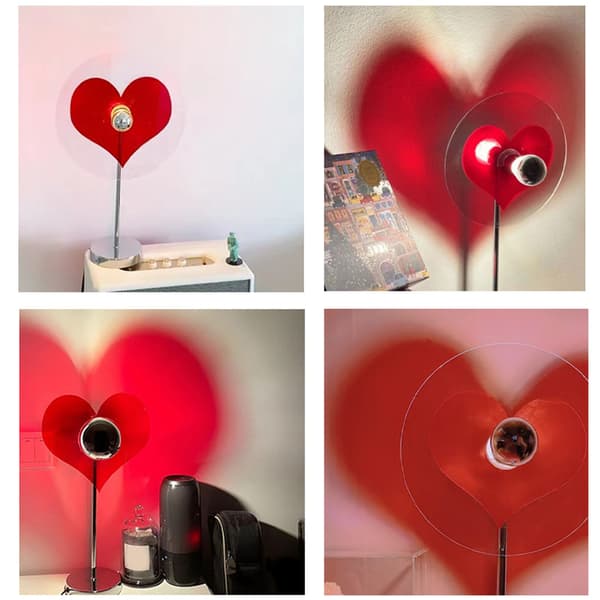 Hjerteformet projeksjonsbordlampe, 4W, varmt lys, 360° roterbar, dekorativ stemning