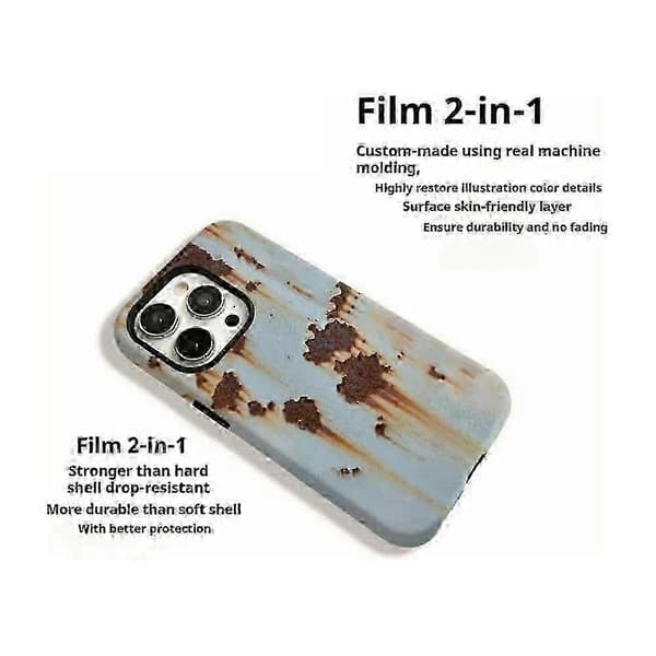 Magnetisk Rusten Metal Tekstur Telefoncover til iPhone 16/15/14/13/12 Serien 14 Glossy