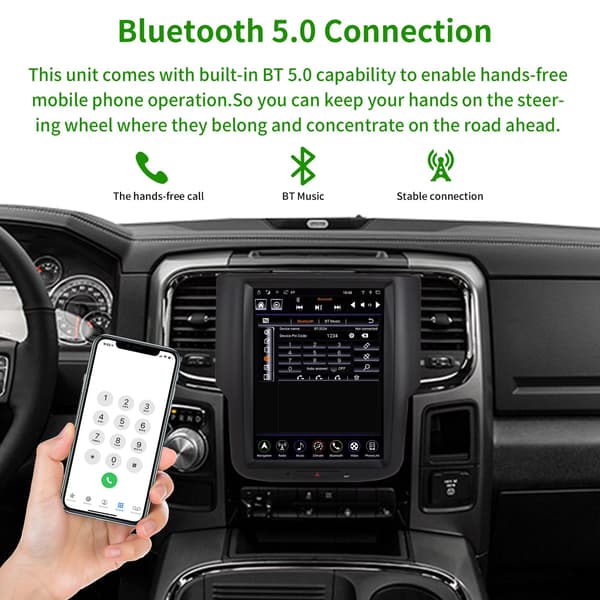 10.4\" Bilradio för RAM 2013-2018, Apple CarPlay, Android Auto, GPS, Bluetooth, DSP