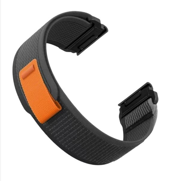 Nylon Quick Release Urrem til Garmin Fenix 8/7X Pro/6X/5X, 26mm, Sort+Grå