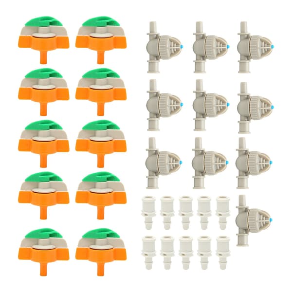 Roterande Sprinklermunstyckesset, 10-pack, Anti-dropp, 4/7 Slangkoppling för Trädgårdsbevattning