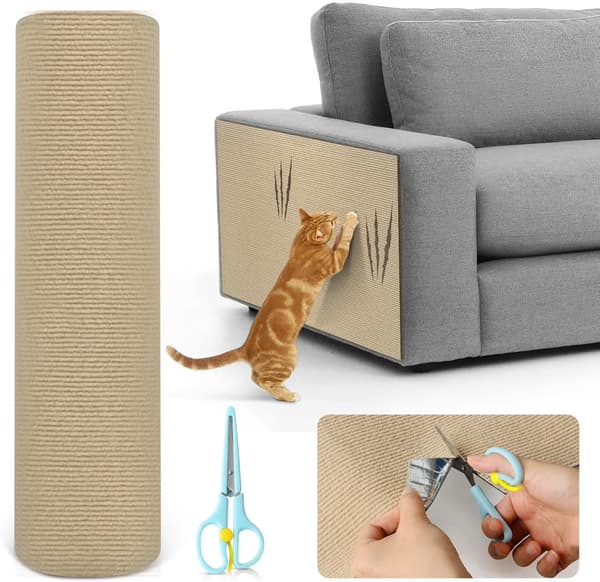 Selvklæbende kradsemåtte til katte, anti-ridsebeskyttelse til sofa og døre, 2m x 30cm, polyester