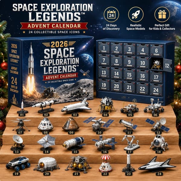 Rymd-adventskalender 24-dagars astronaut-överraskningsbox, PVC julklappsset