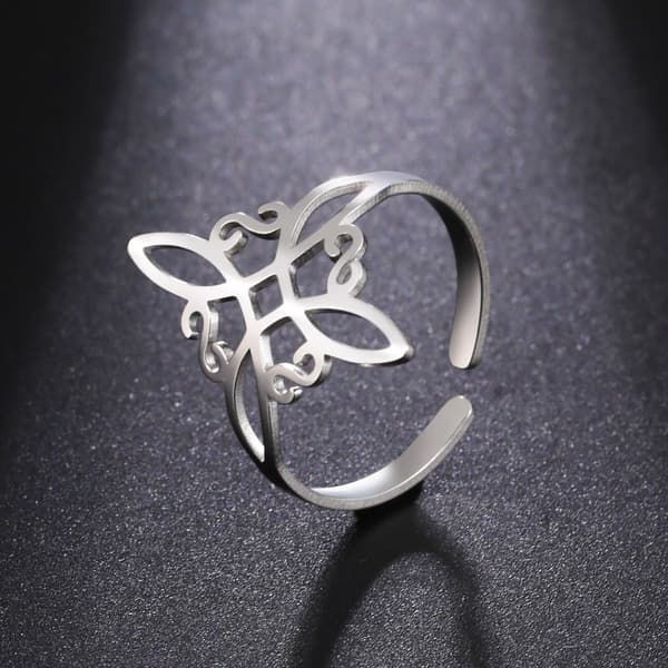 Ring i rustfritt stål, sølv, minimalistisk design, justerbar bredde 22,9 mm