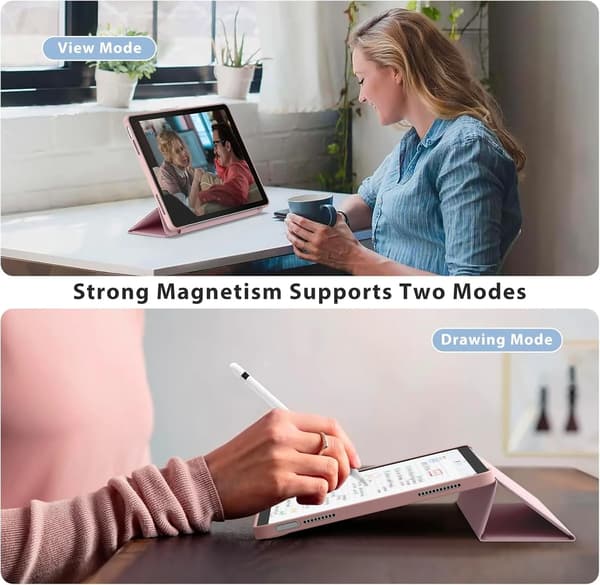 Slankt, hardt, støtsikkert deksel kompatibelt med iPad 11\" og 10.9\" 2022 Rosa