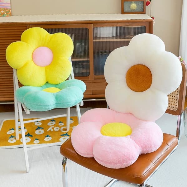Plysset Daisy Blomsterpude, Blød Fluffy Stolehynde til Stuen Grey35x35cm