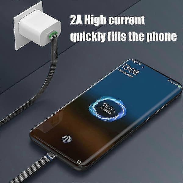 2025 Fleksibel USB-C-kabel 20W hurtiglading 480 Mbps dataoverføring 1.5m 1 bend 1 straight