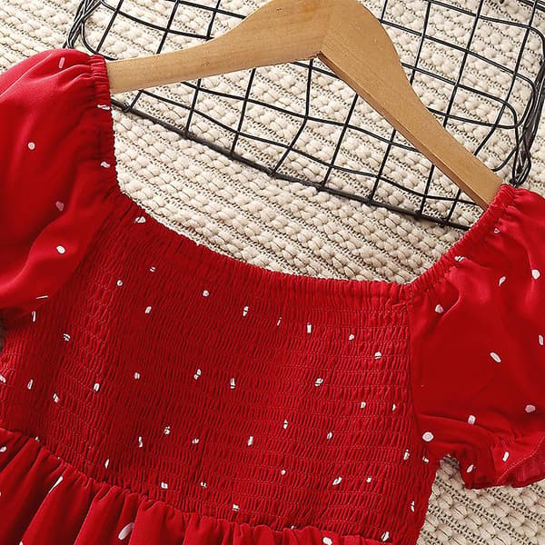 Kjol Barn Kortärmad Prinsessklänning RED 150cm