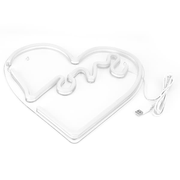 LED Neon Lys USB 3D Hjerteformet Lampe, Soveværelse Fest Ferie Dekoration