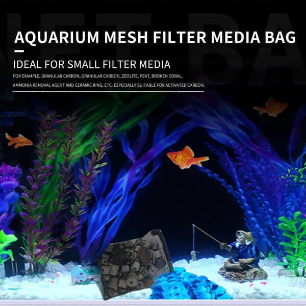 16 STK Akvarium Mesh Media Filterposer, Nylon Media Filter Mesh Poser med Lynlås (til Partikel C White  Black