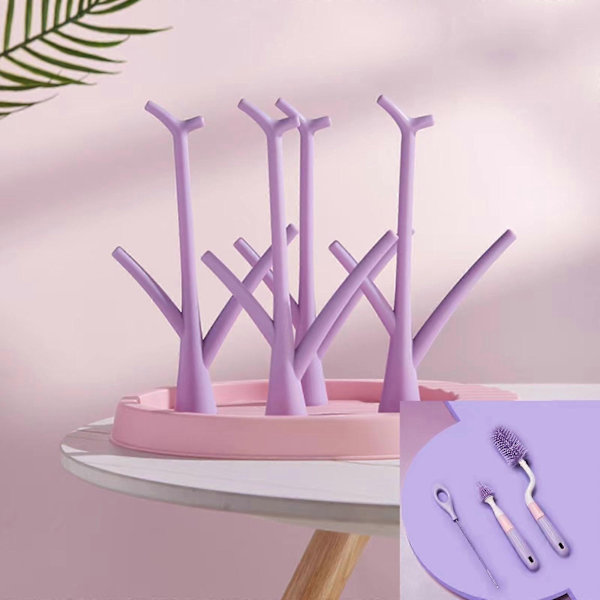 Flaskborstset, Flaskskrubb, Bärbar Tvättborste Köksredskap Kopp Violet