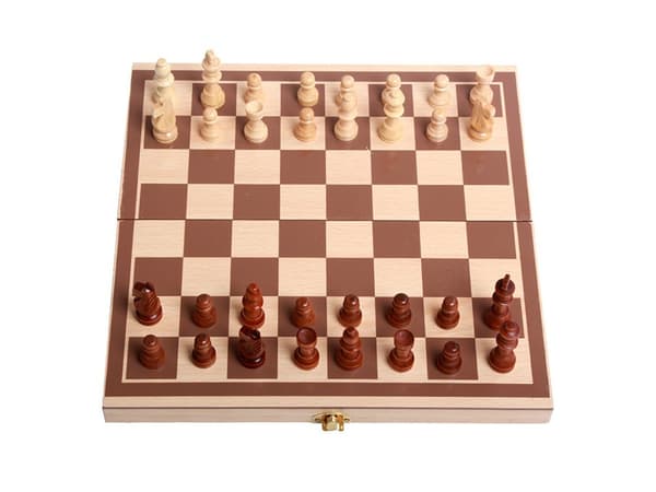 3-i-1 Sjakk, Dam og Backgammon Sett i Tre, Klassisk Brettspill for Voksne og Barn